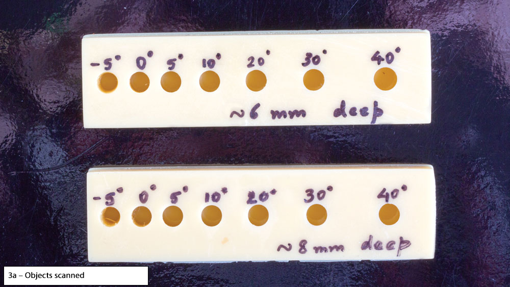 Figure 3a: Objects with varying degrees of taper (-5 to 40 degrees)