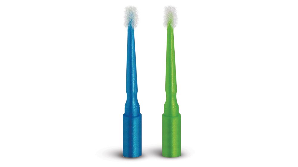two micro brushes: blue and green