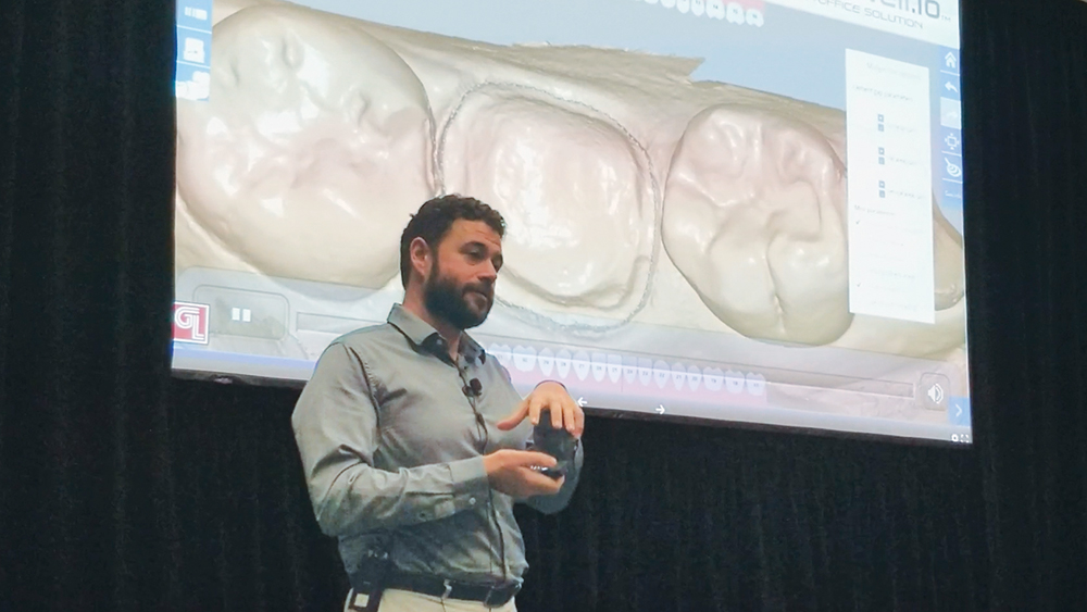 Dr. Sergei Azernikov delivers a presentation on AI in dentistry