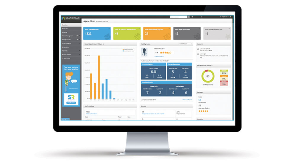 Practice Management Software on computer monitor