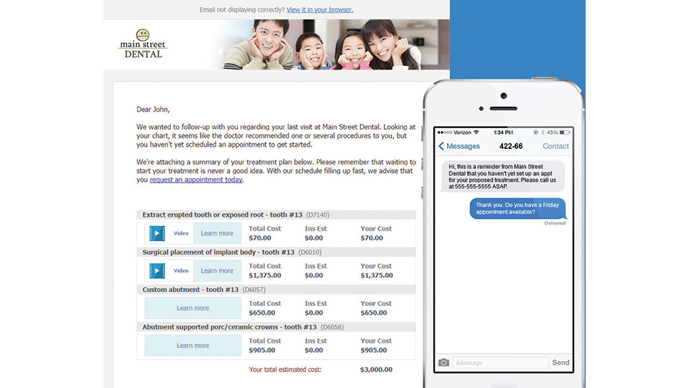 Dental website and SMS