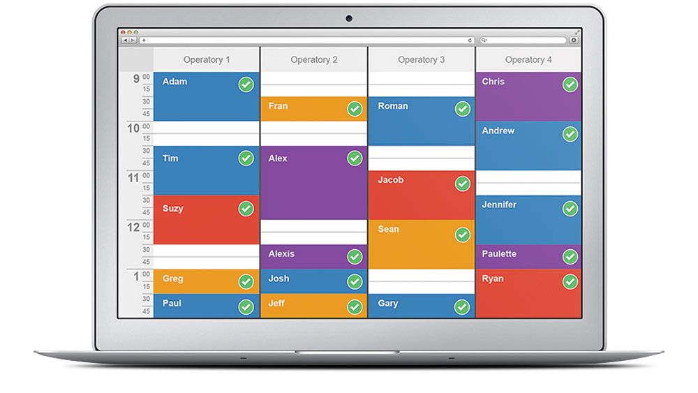 Scheduling software on laptop screen