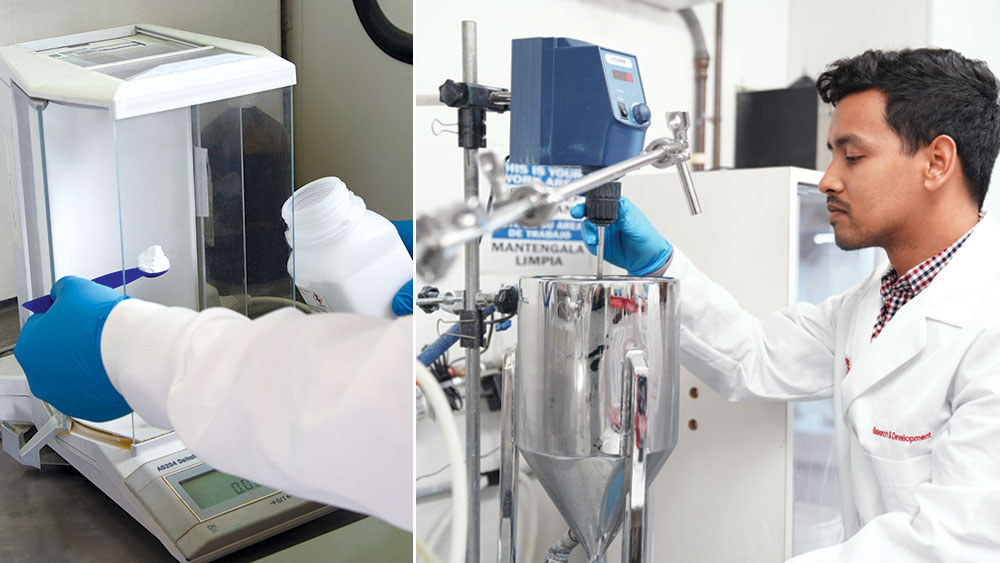 Lab worker works in refining Tosoh zirconia