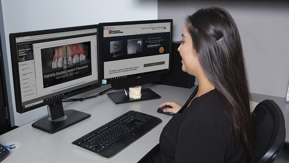 Woman viewing the new education site