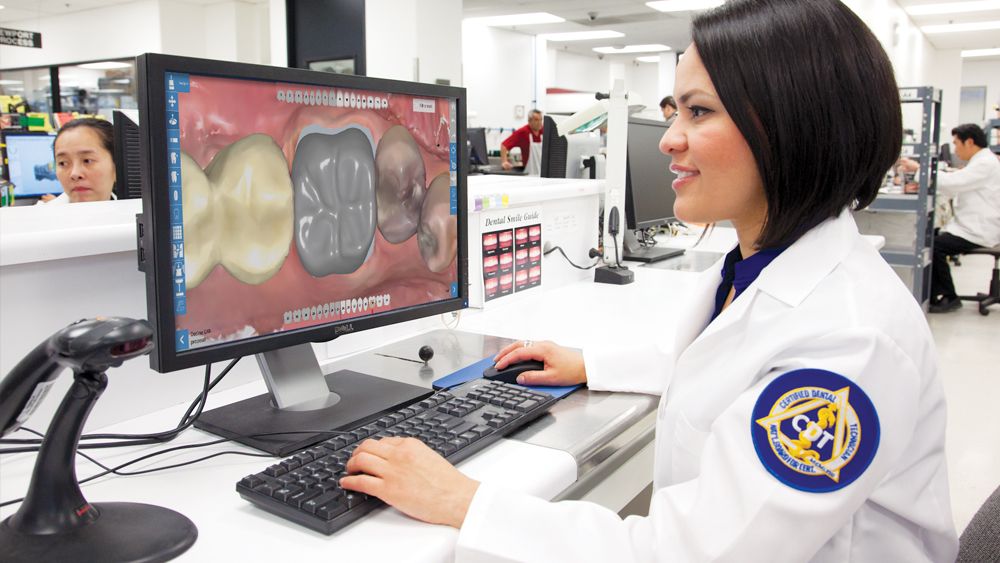 Technician working on crown design