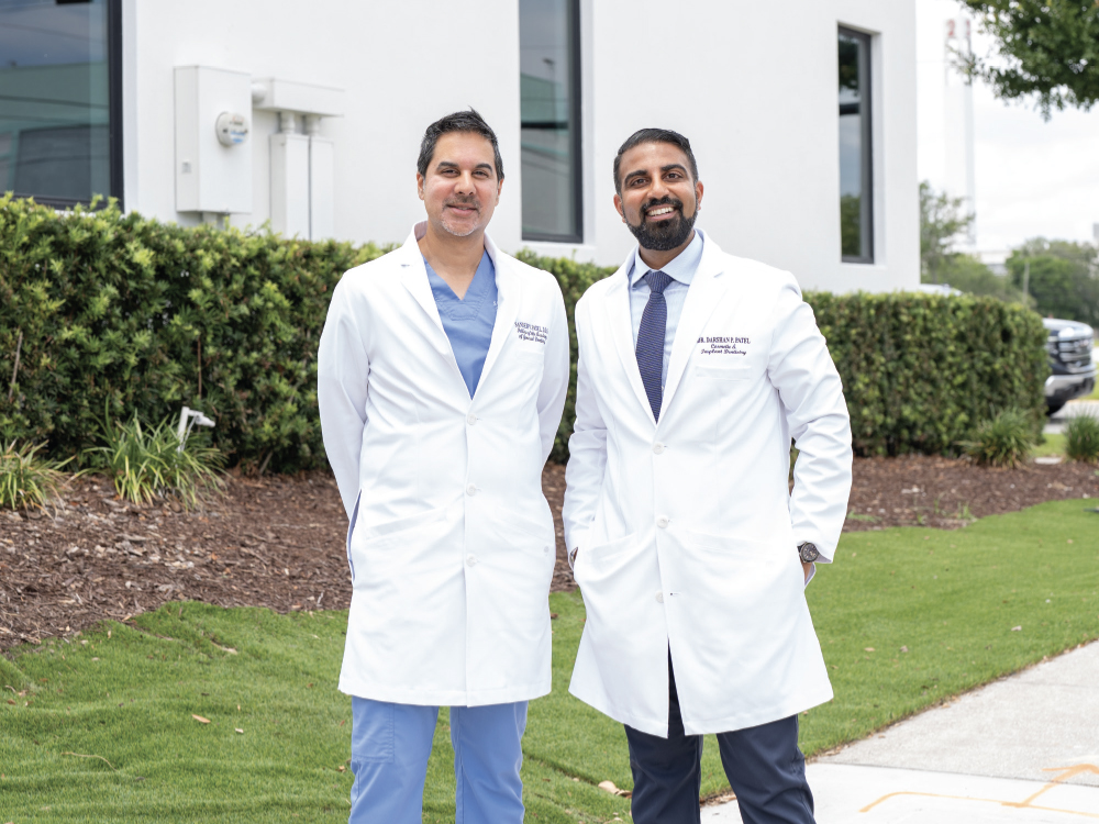 Drs. Sandeep Patel and Darshan Patel outside their practice on International Speedway Boulevard in Daytona Beach